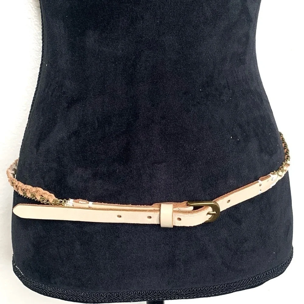 LP by Linda Pelle |Skinny Belt | Braided and chain